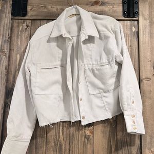 white cropped corduroy jacket